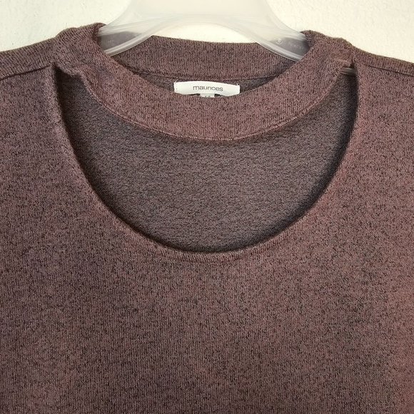 Maurices Light Rose/Black Cut Out Mock Neck Long Sleeve Knit Swtr Top Womens Med - Picture 3 of 5